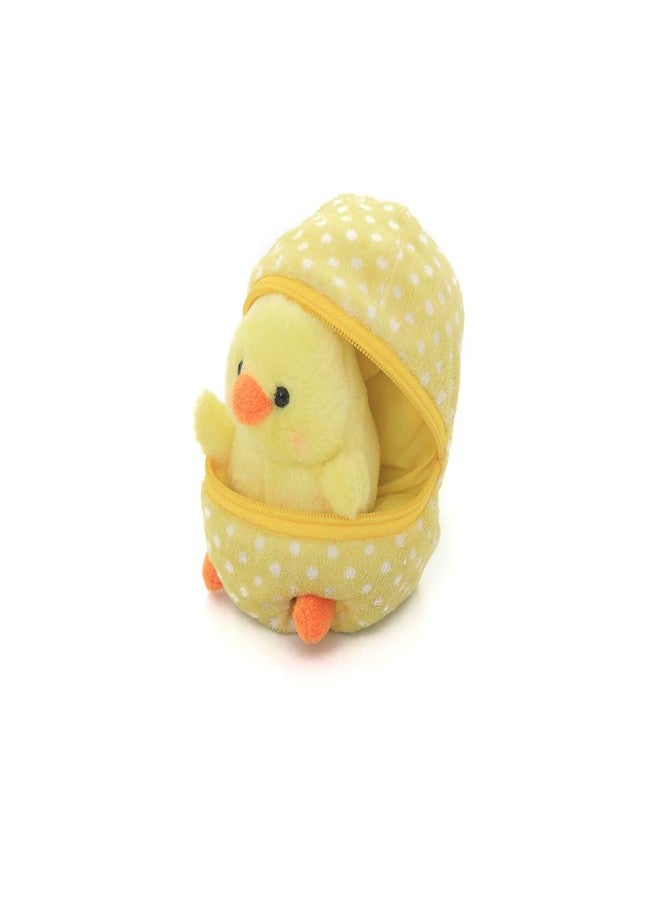 Plushland دمية محشوة من القطيفة من Plushland، 6 بوصات، مزودة بسحاب، مخبأ بيضة، ألوان باستيل صفراء لطيفة ونقاط بولكا، ألوان عيد الفصح، مستوحاة من الربيع، هدية للبنات والأولاد في عيد الميلاد وعيد الأم (كتكوت عيد الفصح). - Image 4